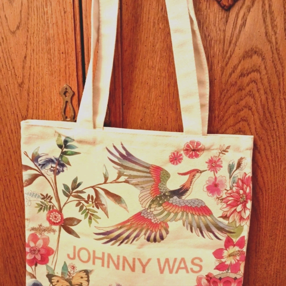 Johnny Was Canvas Reusable Tote Dreamer Phoenix Boho Floral Print